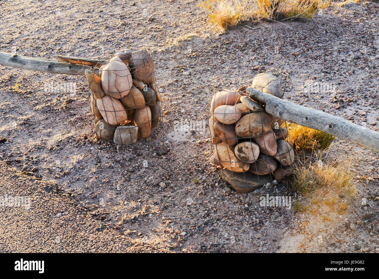 Original fence,  Petrified Forest National Park, Arizona, USA Stock Photo