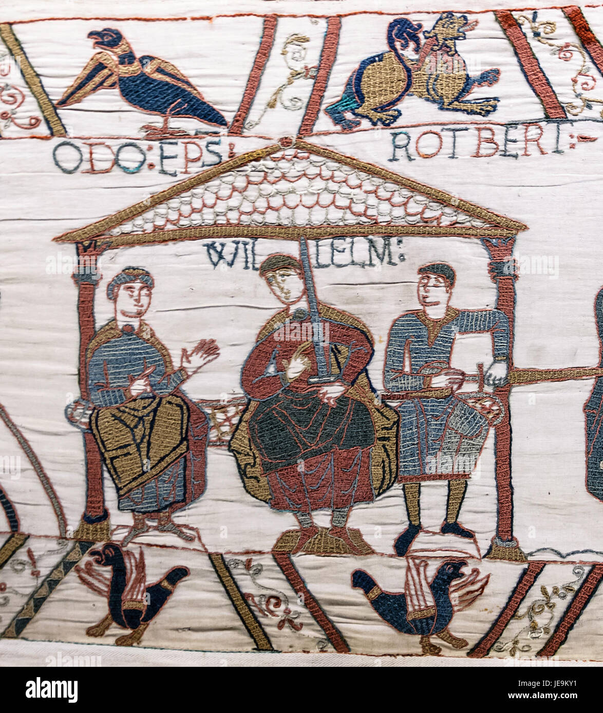 Scene 44 of the Bayeux Tapestry depicts a historical moment involving ...