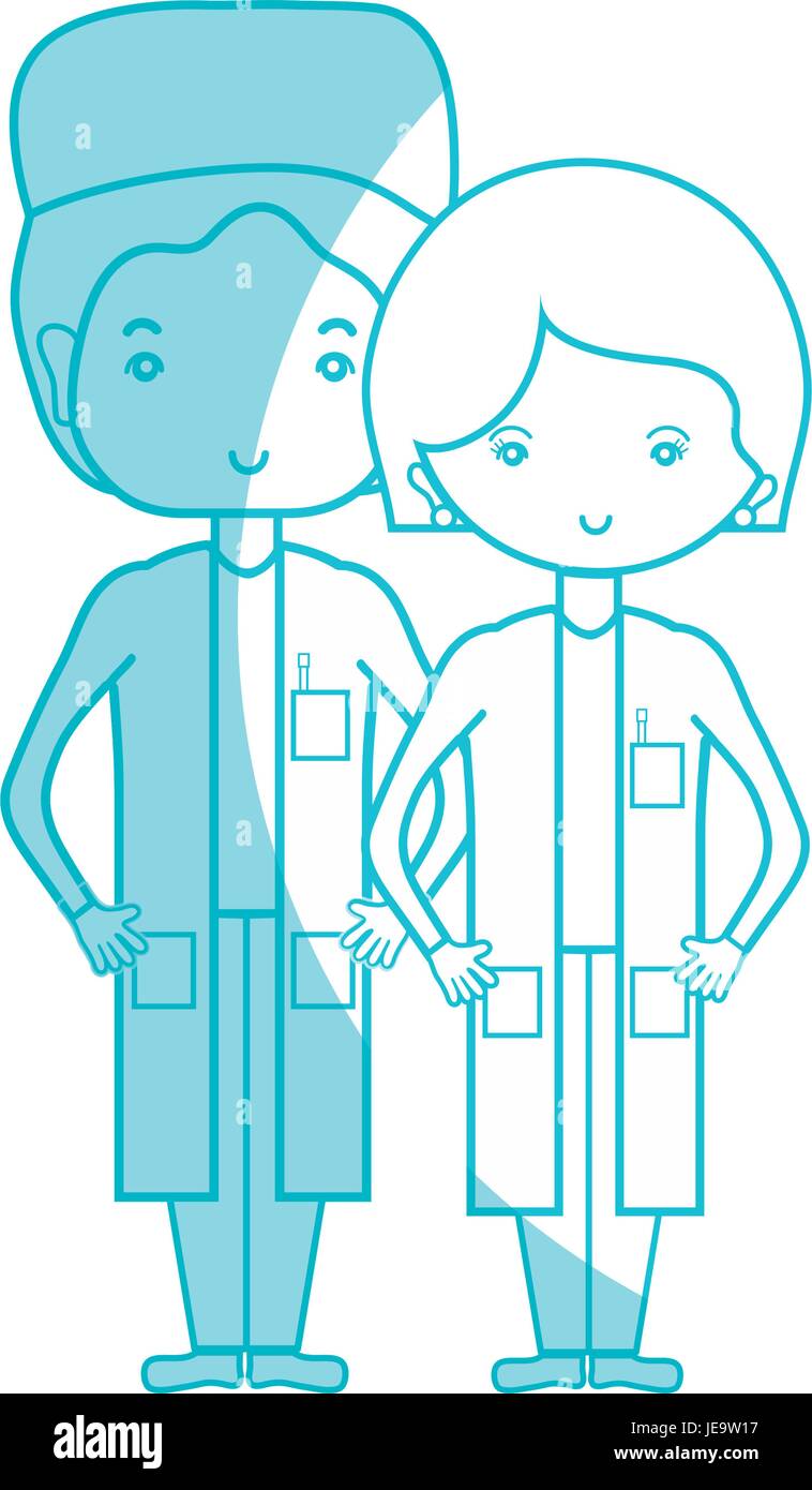 silhouette woman and man doctors with their uniform Stock Vector Image ...