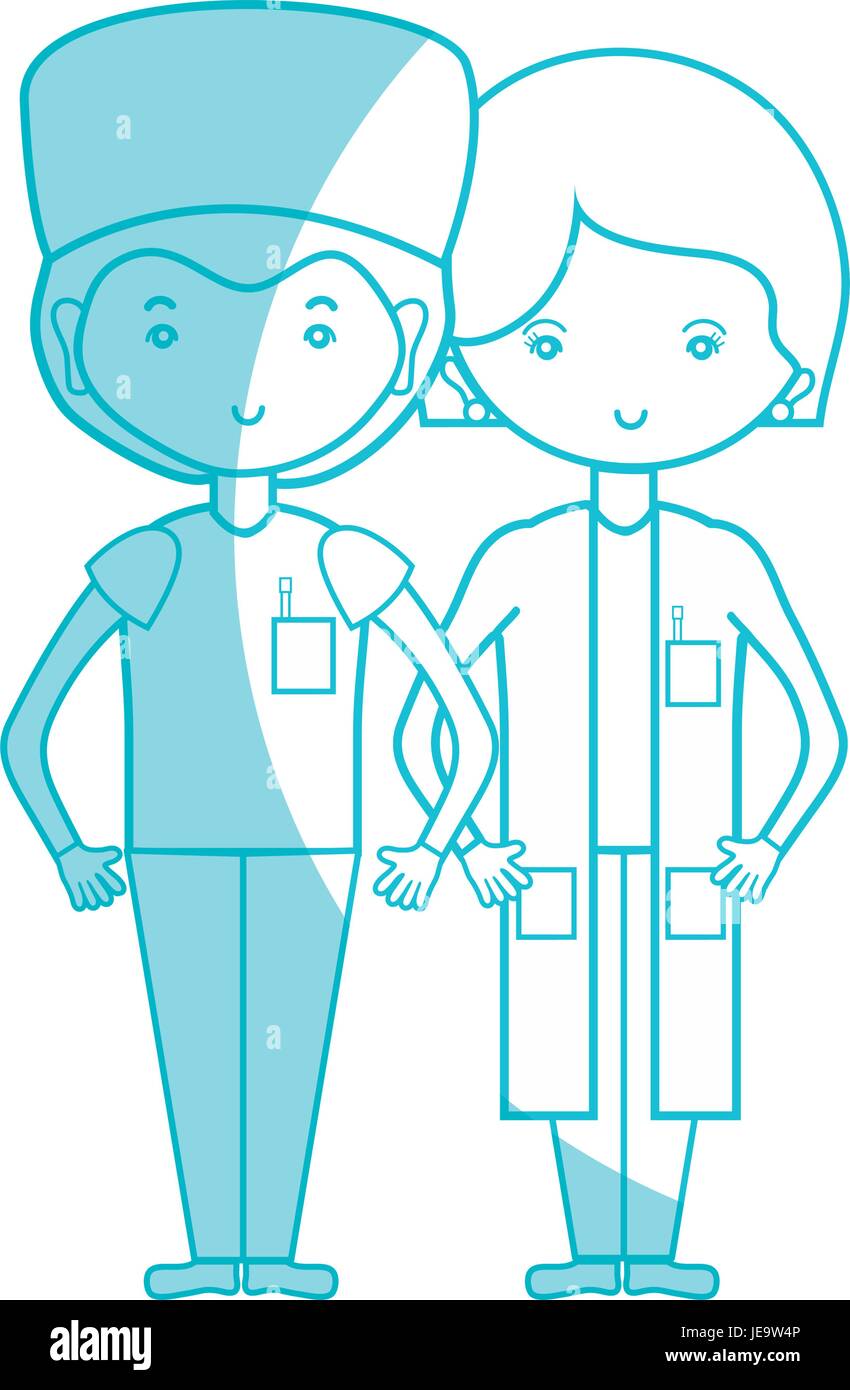 silhouette woman and man doctors with their uniform Stock Vector Image ...