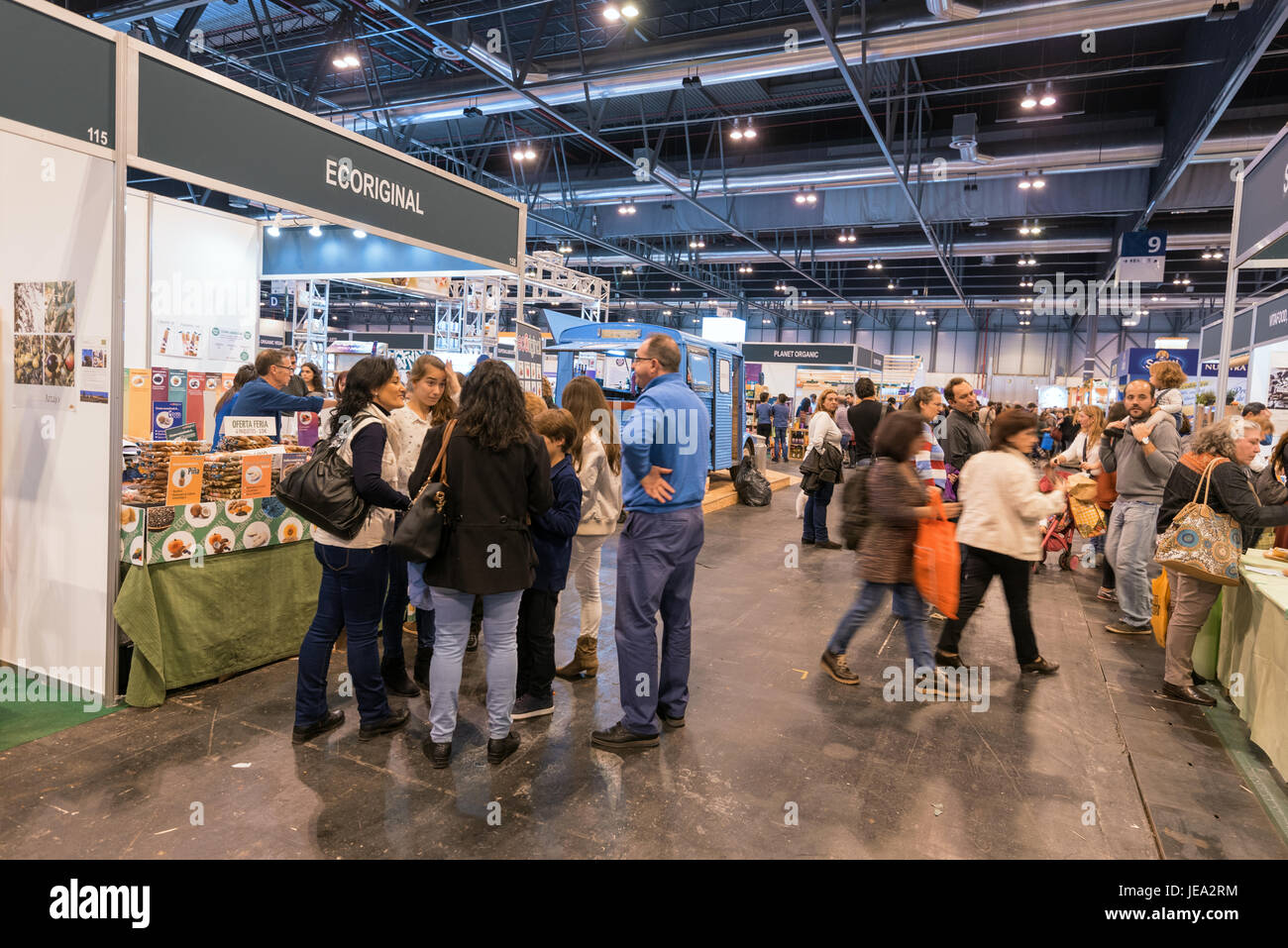Madrid, Spain - November 13, 2016: People visiting organic food fair on November 13, 2016 in IFEMA, Madrid, Spain. Stock Photo