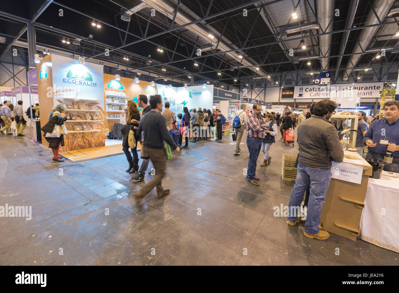 Madrid, Spain - November 13, 2016: People visiting organic food fair on November 13, 2016 in IFEMA, Madrid, Spain. Stock Photo