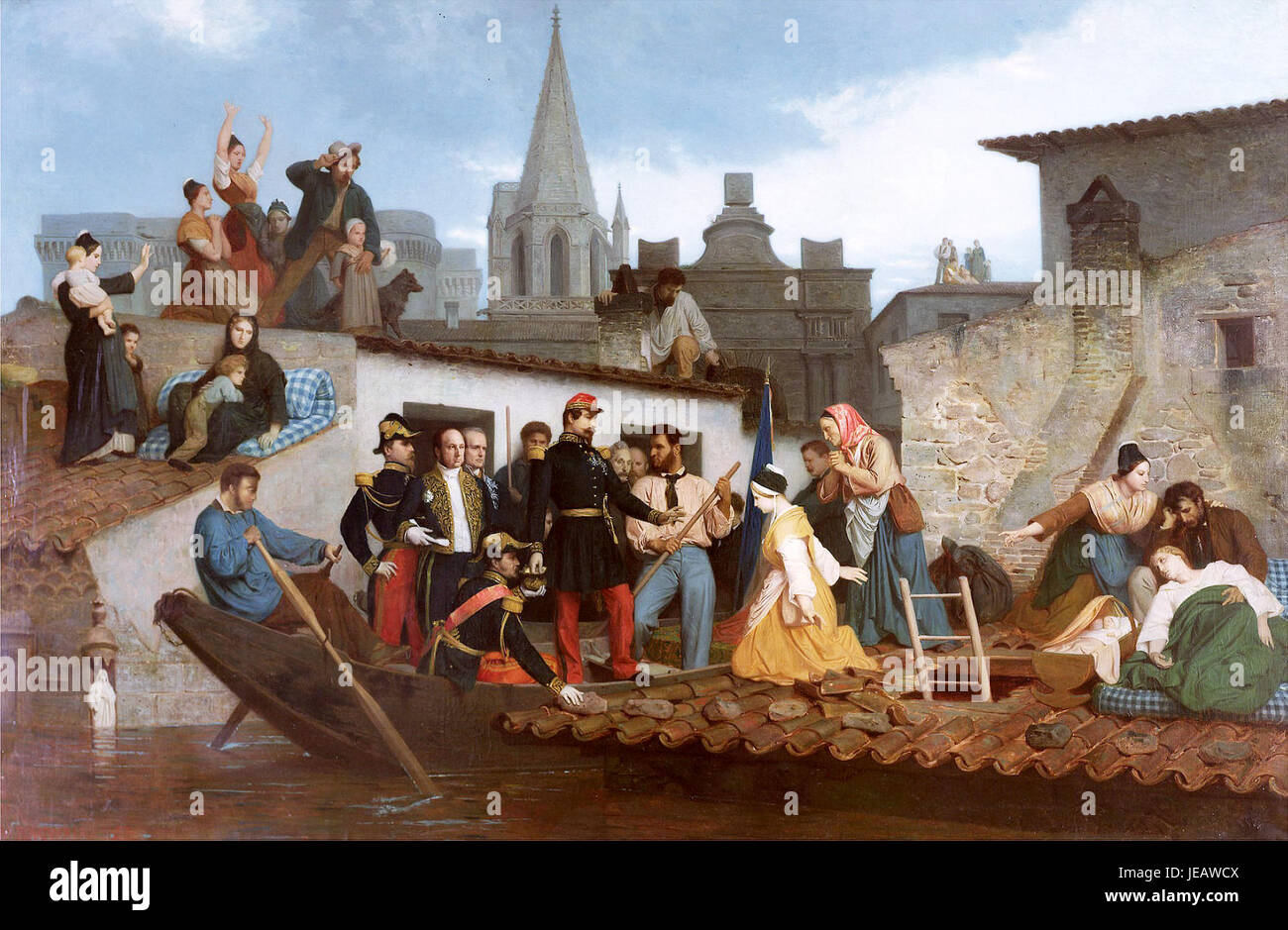 Bouguereau -Napoleon III Visiting Flood Victims of Tarascon in June 1856 Stock Photo