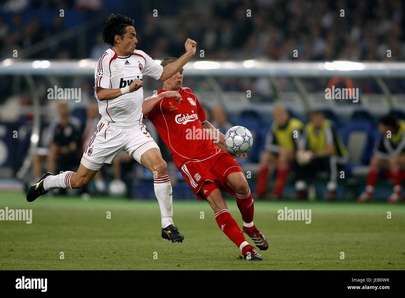DANIEL AGGER & FILIPPO INZAGHI AC MILAN V LIVERPOOL OLYMPIC STADIUM ATHENS GREECE 23 May 2007 Stock Photo