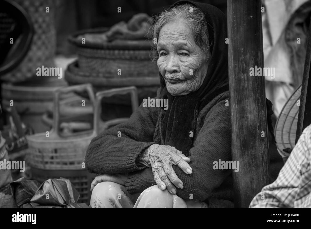 Old Lady in Hoi An Stock Photo