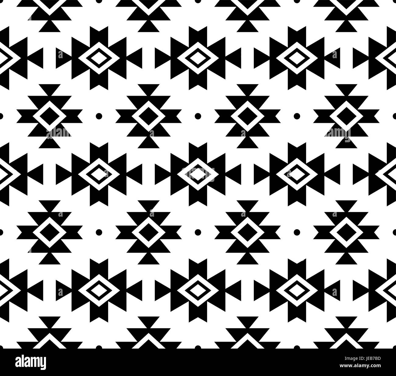 Aztec vector pattern, Tribal background, Navajo design in black pattern on white Stock Vector