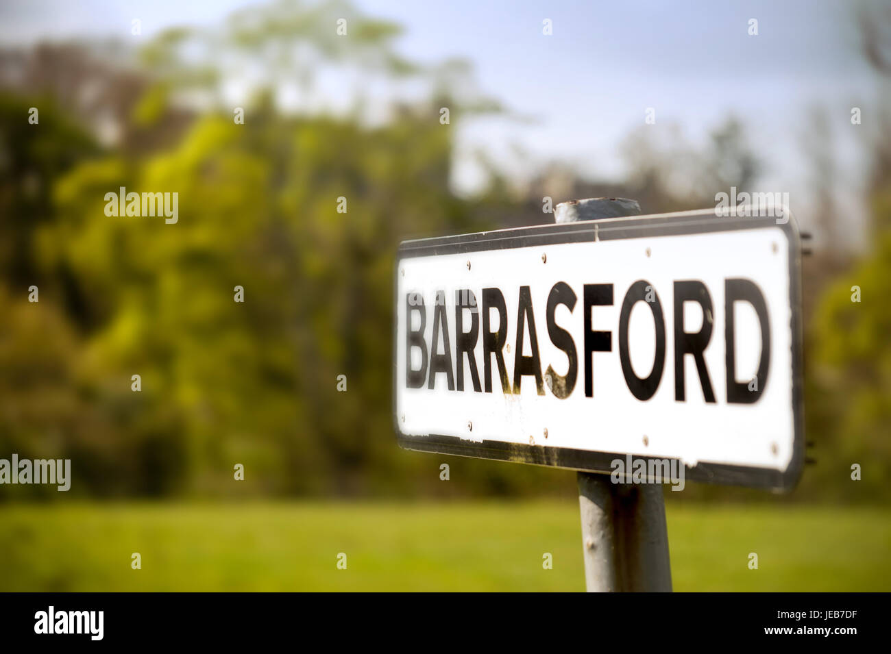 Barrasford village sign Stock Photo - Alamy