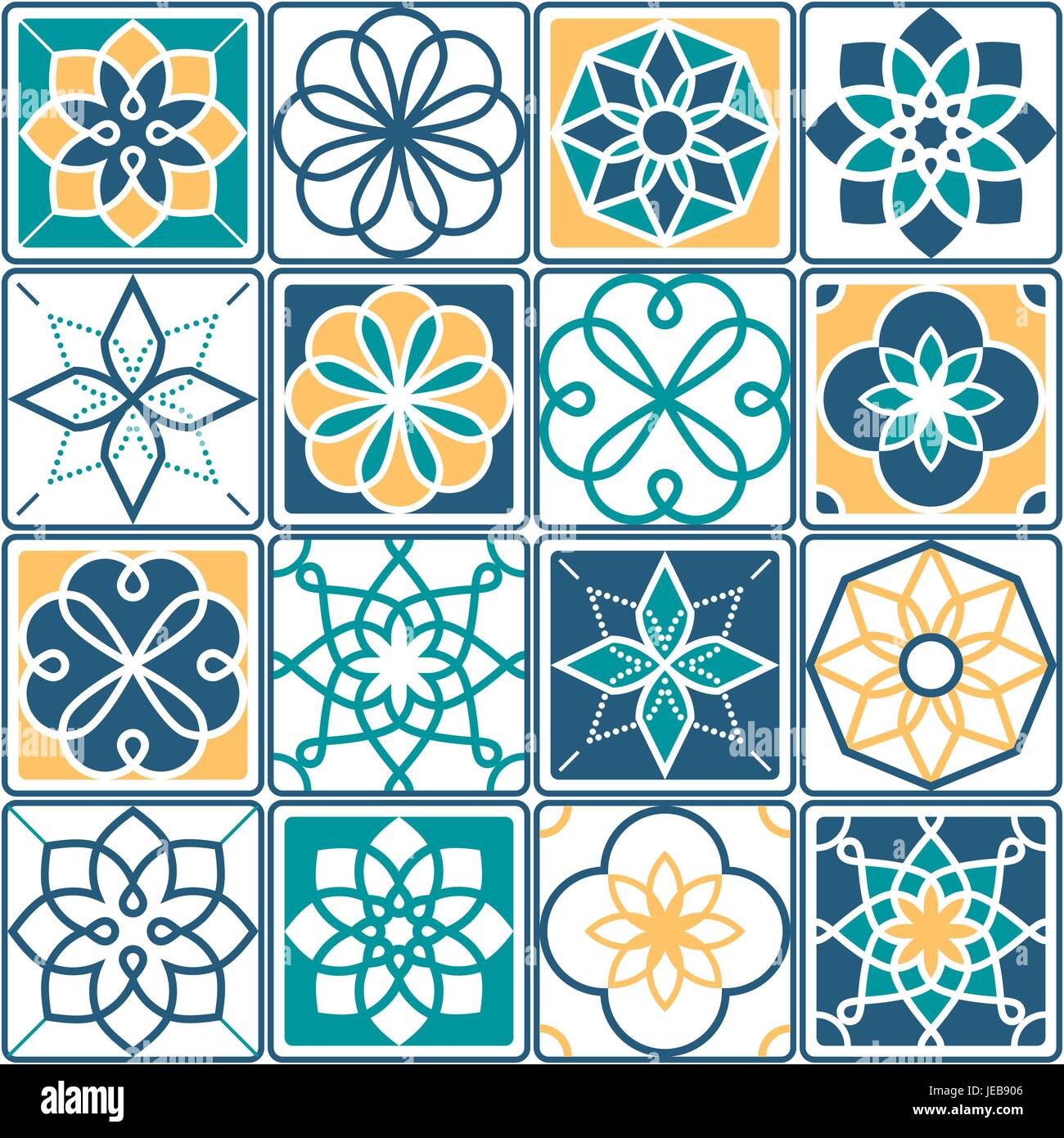 Portuguese Tiles Pattern Azulejo Seamless Geometric Design