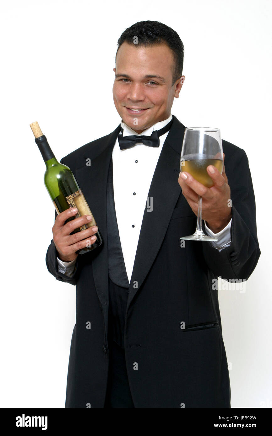 Waiter serving wine Stock Photo Alamy