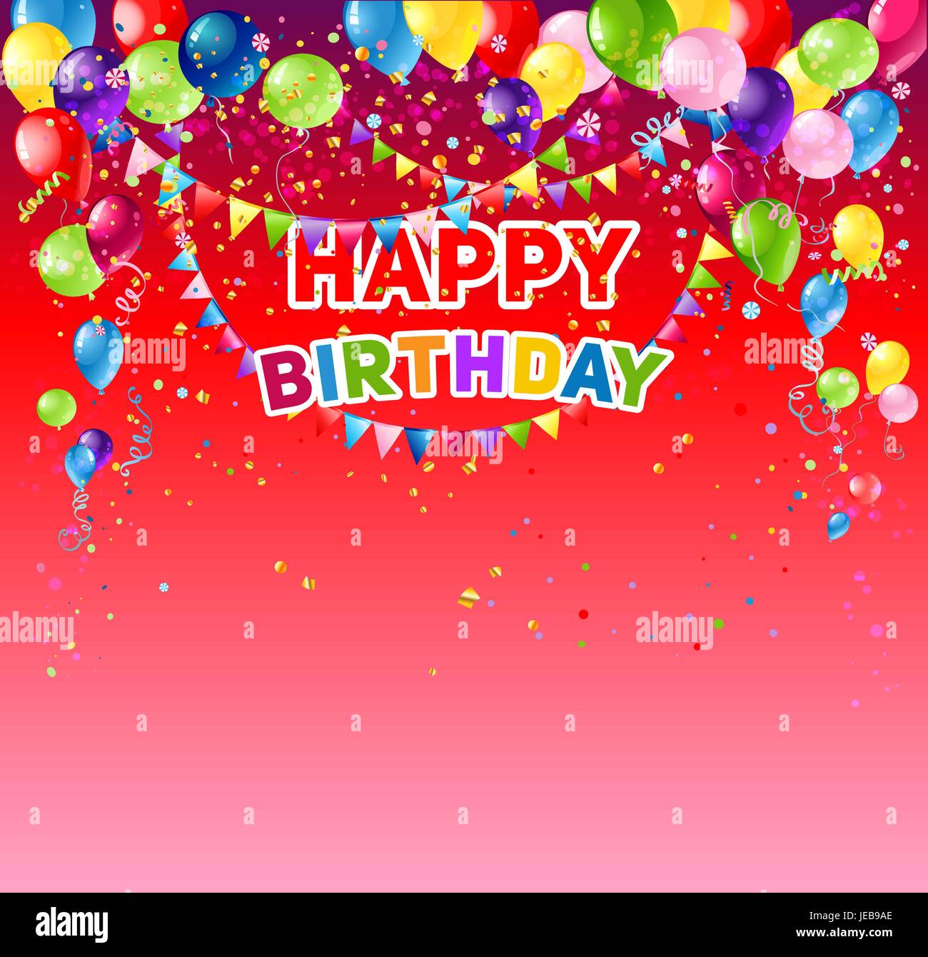Red birthday card. Positive background with balloons. Holiday template for  design banner,ticket, leaflet, card, poster and so on Stock Vector Image &  Art - Alamy