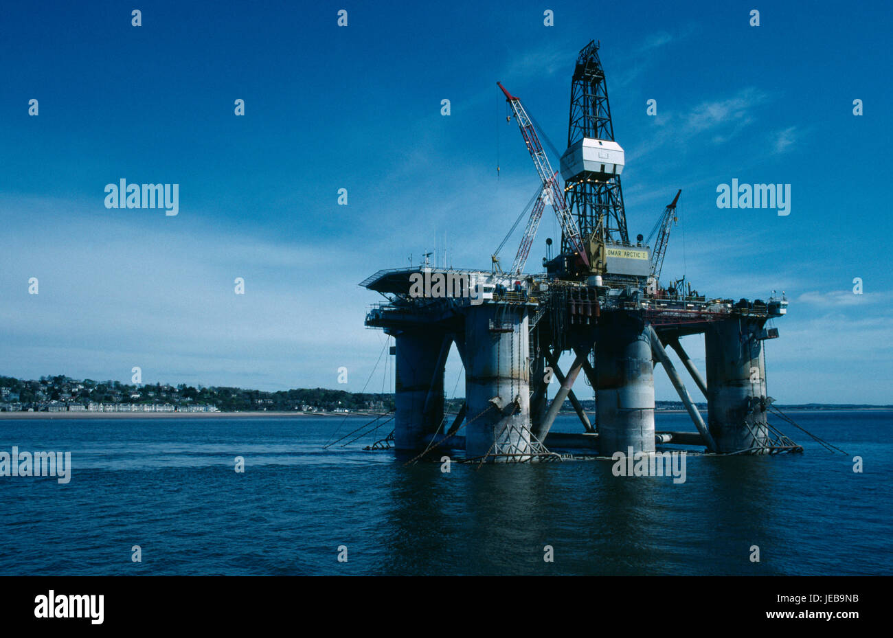 Industry, Oil, Semi Submersible Oil Rig. Stock Photo