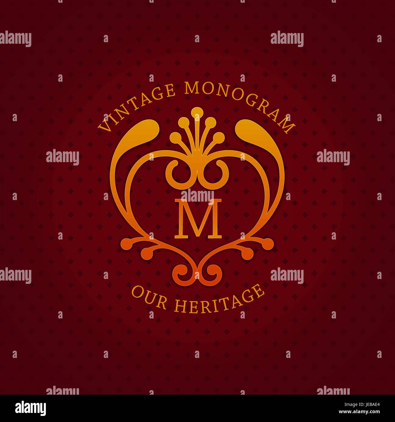 Stylish vintage emblem with letter "M". Monogram template. Ornate royal design. Vector illustration Stock Vector