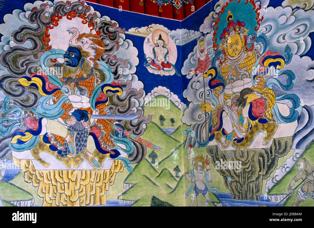 India, Ladakh, Religion, Mural at Buddhist monastery Stock Photo - Alamy