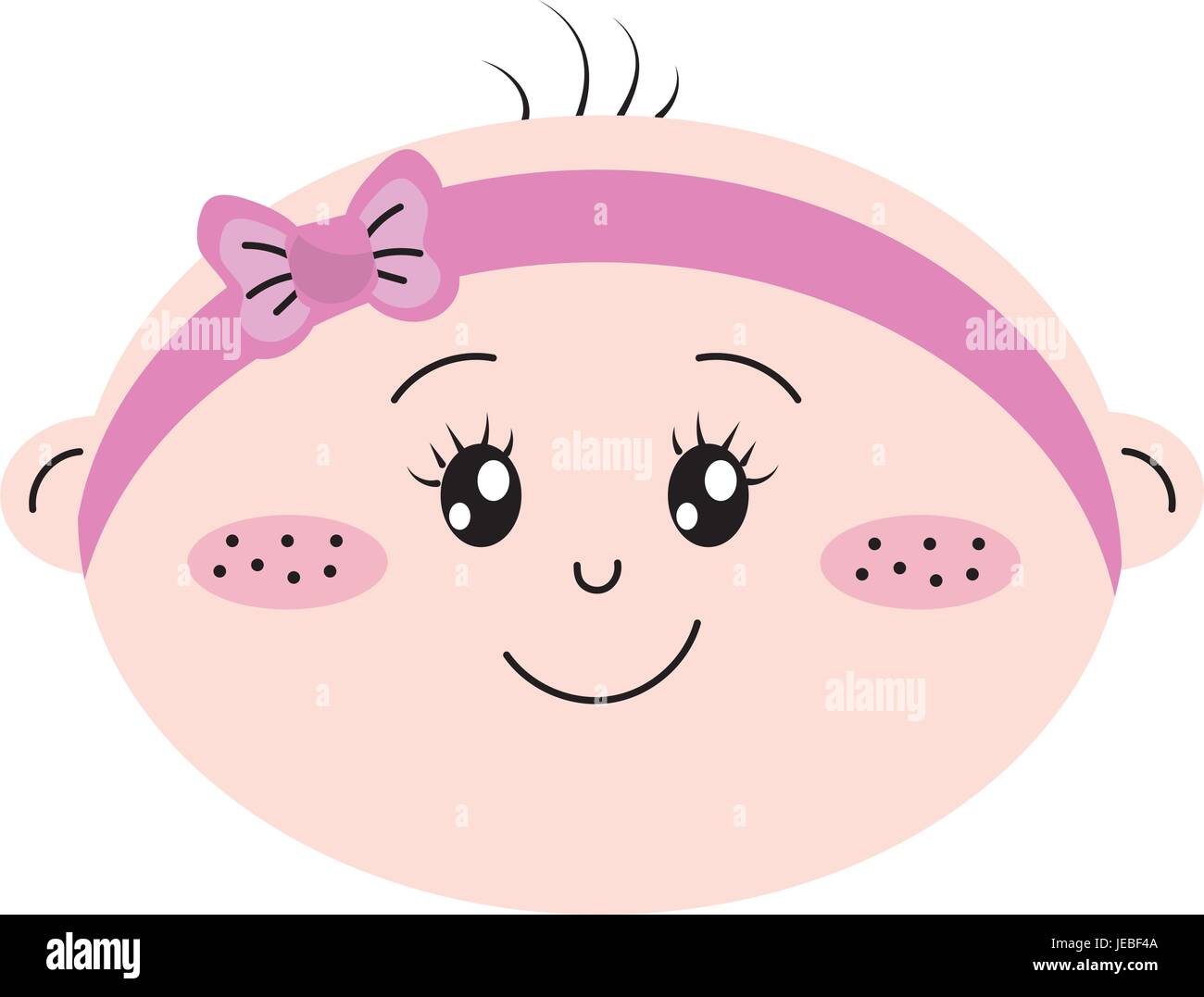 Download cute baby girl face with ribbon bow in the head Stock ...