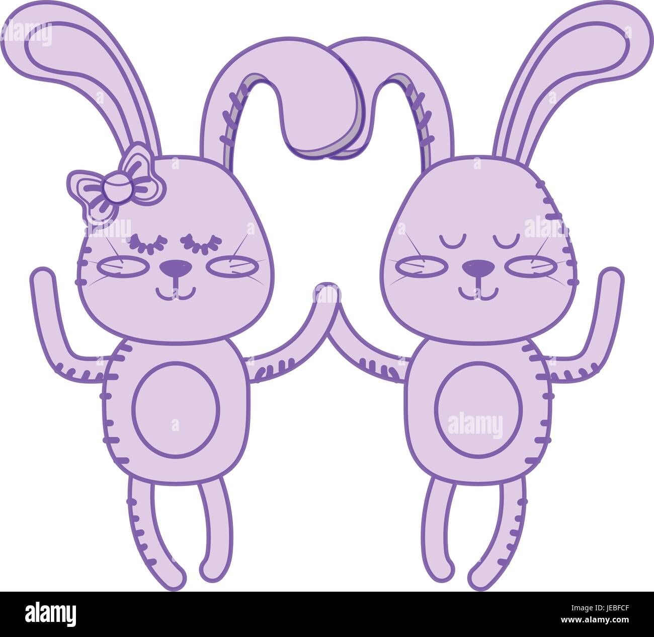 silhouette cute animal couple rabbit together Stock Vector Image & Art ...