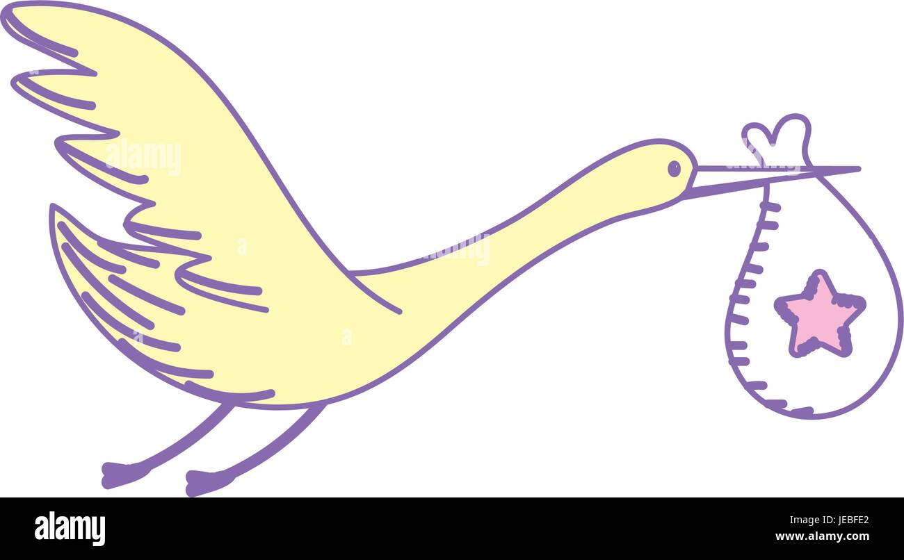 stork bird with baby in the bag Stock Vector Image & Art - Alamy