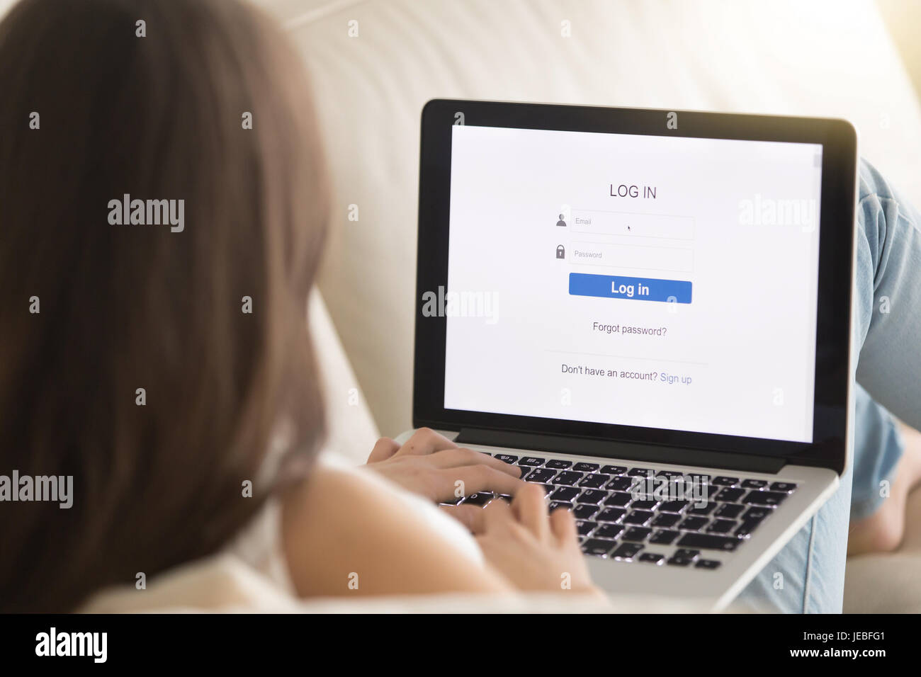 Female user passes security authorization system Stock Photo