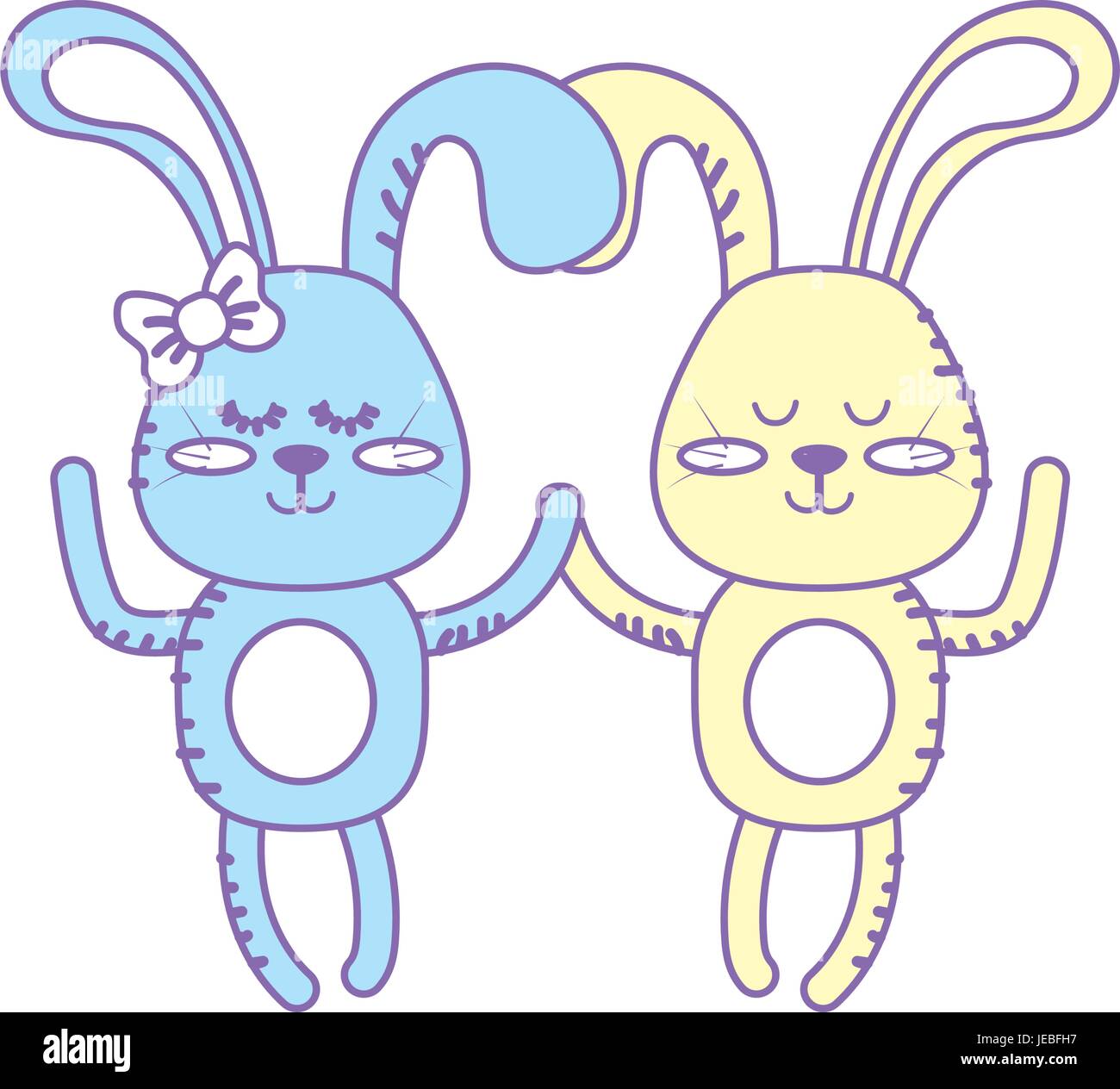 cute animal couple rabbit together Stock Vector Image & Art - Alamy