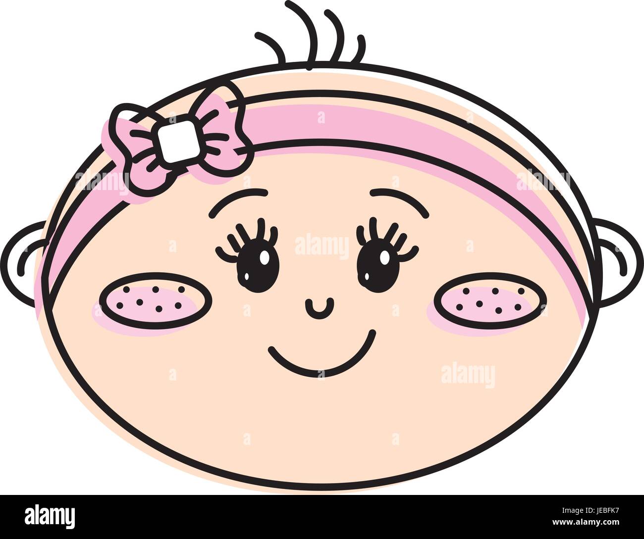 cute baby girl face with ribbon bow in the head Stock Vector Image & Art -  Alamy