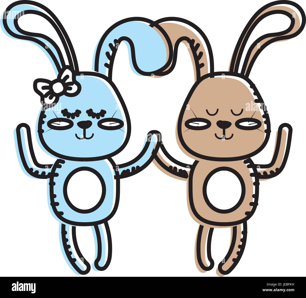 cute animal couple rabbit together Stock Vector Image & Art - Alamy