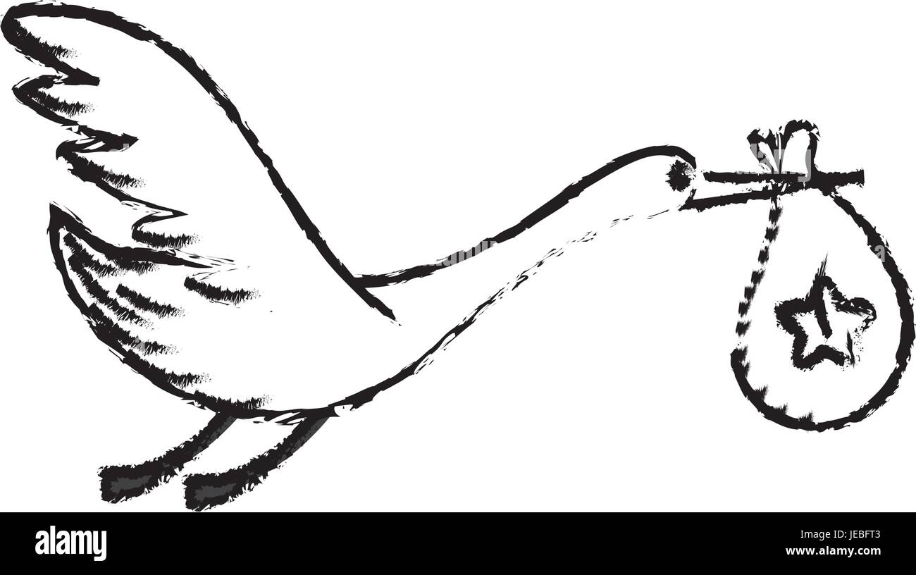 figure stork bird with baby in the bag Stock Vector Image & Art - Alamy