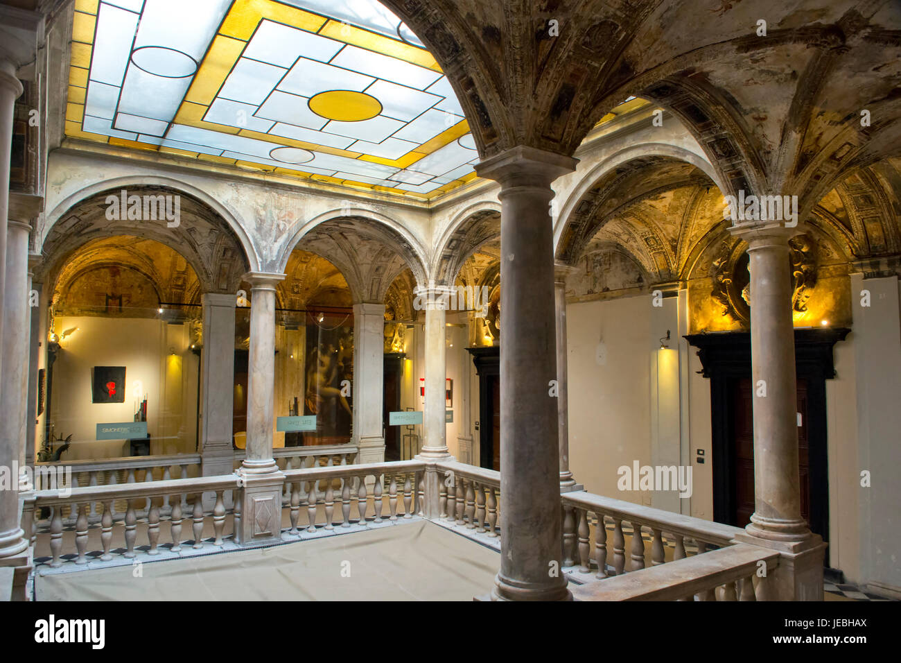 Palazzo Gio Vincenzo Imperiale, Rolli Palace  - the inner courtyard, piazza Campetto 8. Genoa, Ligury, Italy Stock Photo