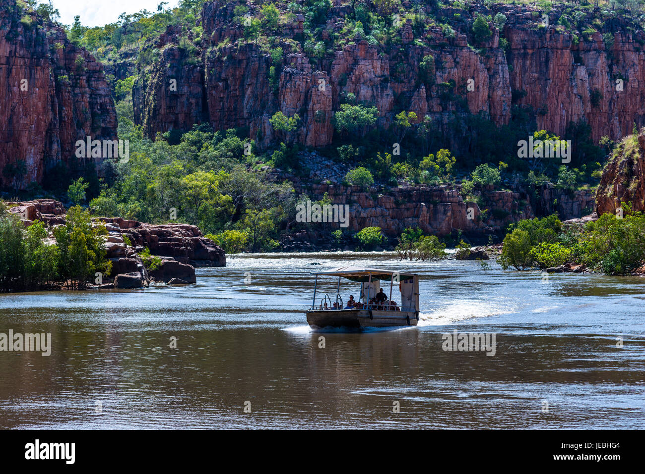 Boat on Katherine river, Katherine gorge, Northern territory, Australia Stock Photo