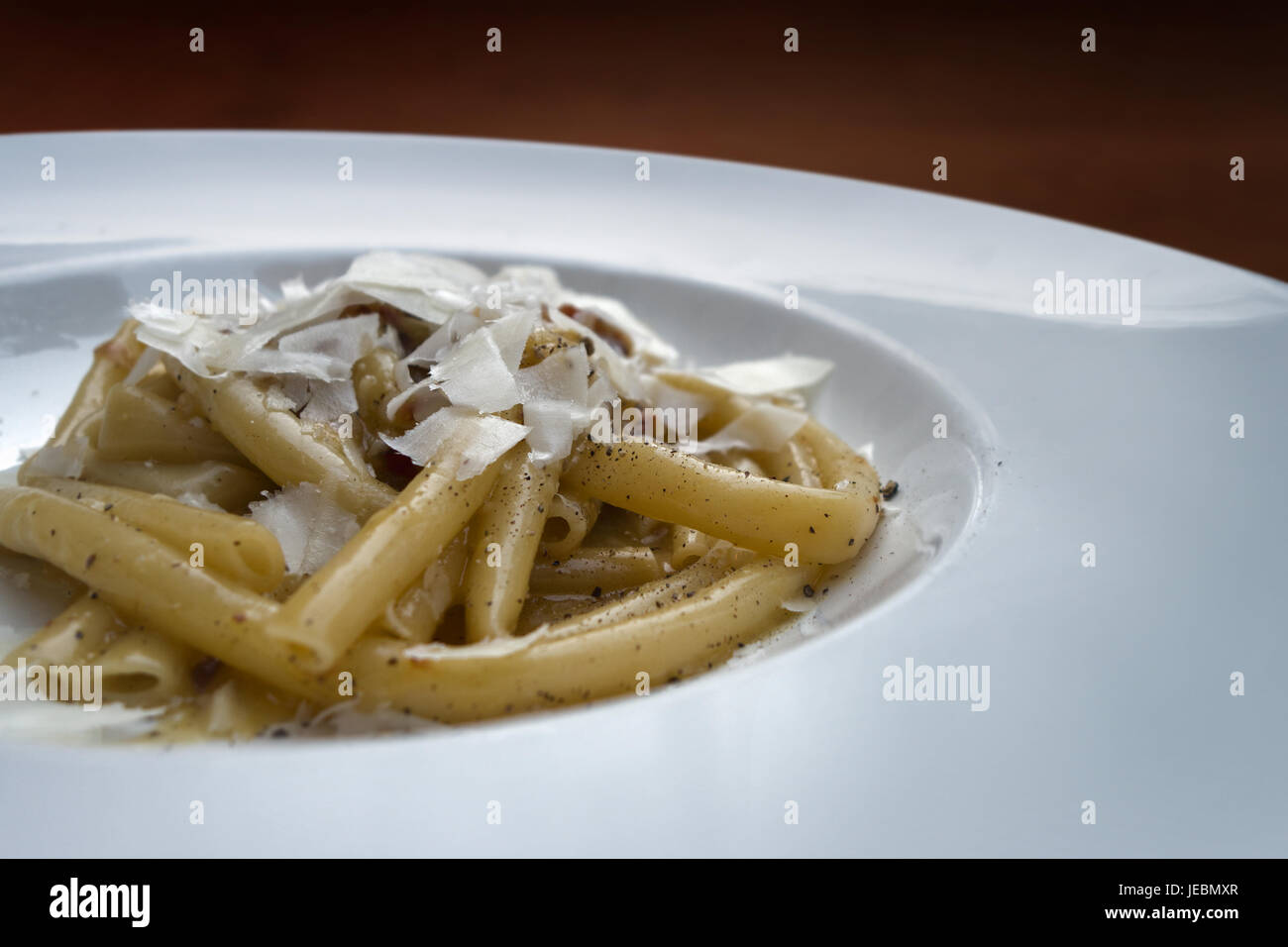 white pasta dish with cheese Stock Photo