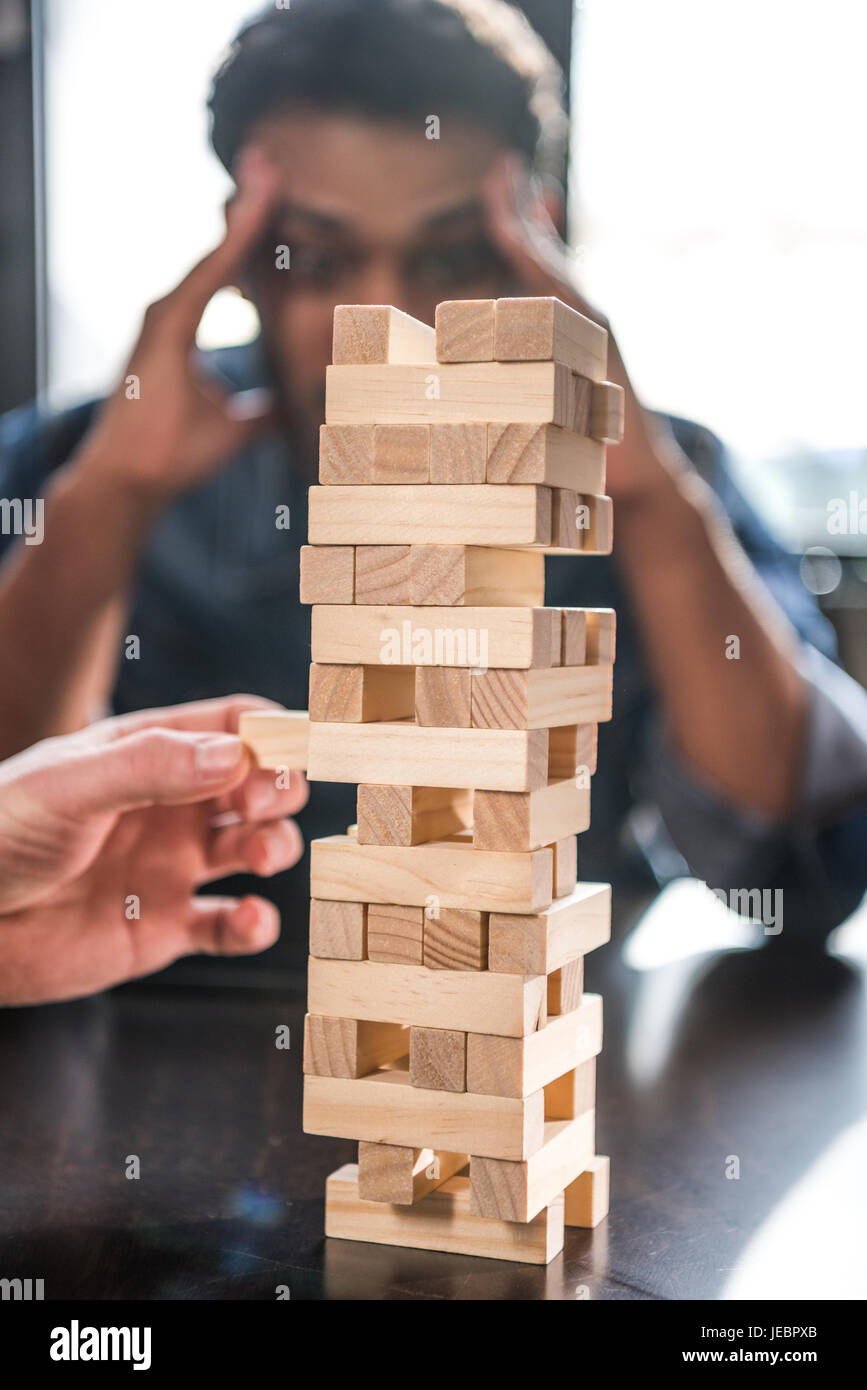 Friends playing jenga hires stock photography and images Alamy
