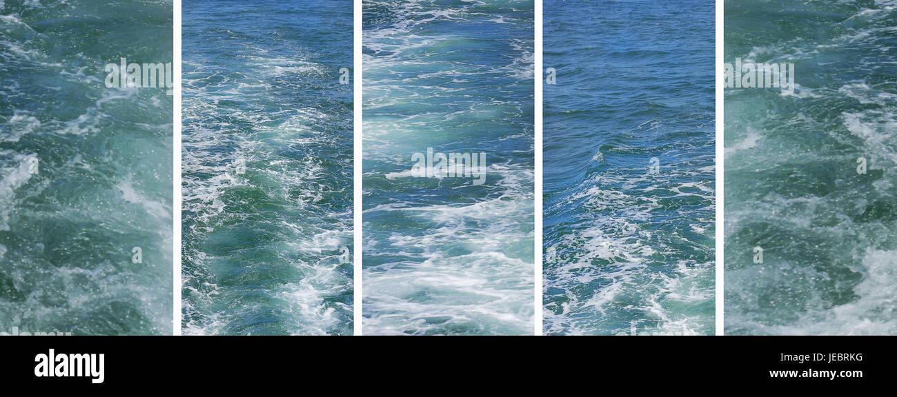 Set of rough water photos in panoramic banner Stock Photo