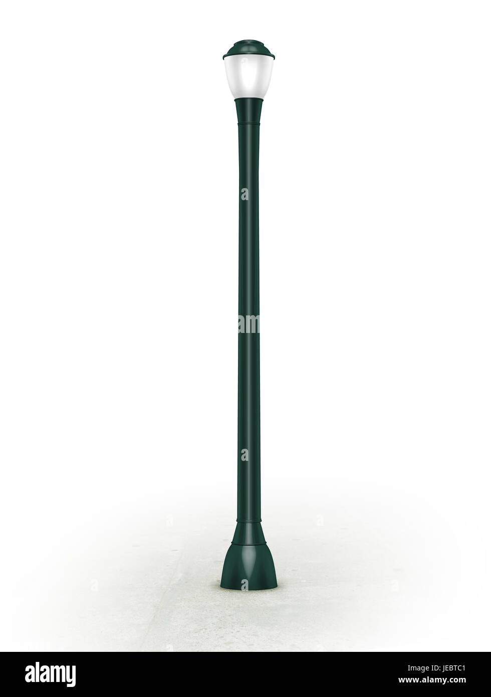 green lamppost illustration on white background eye level view Stock Photo