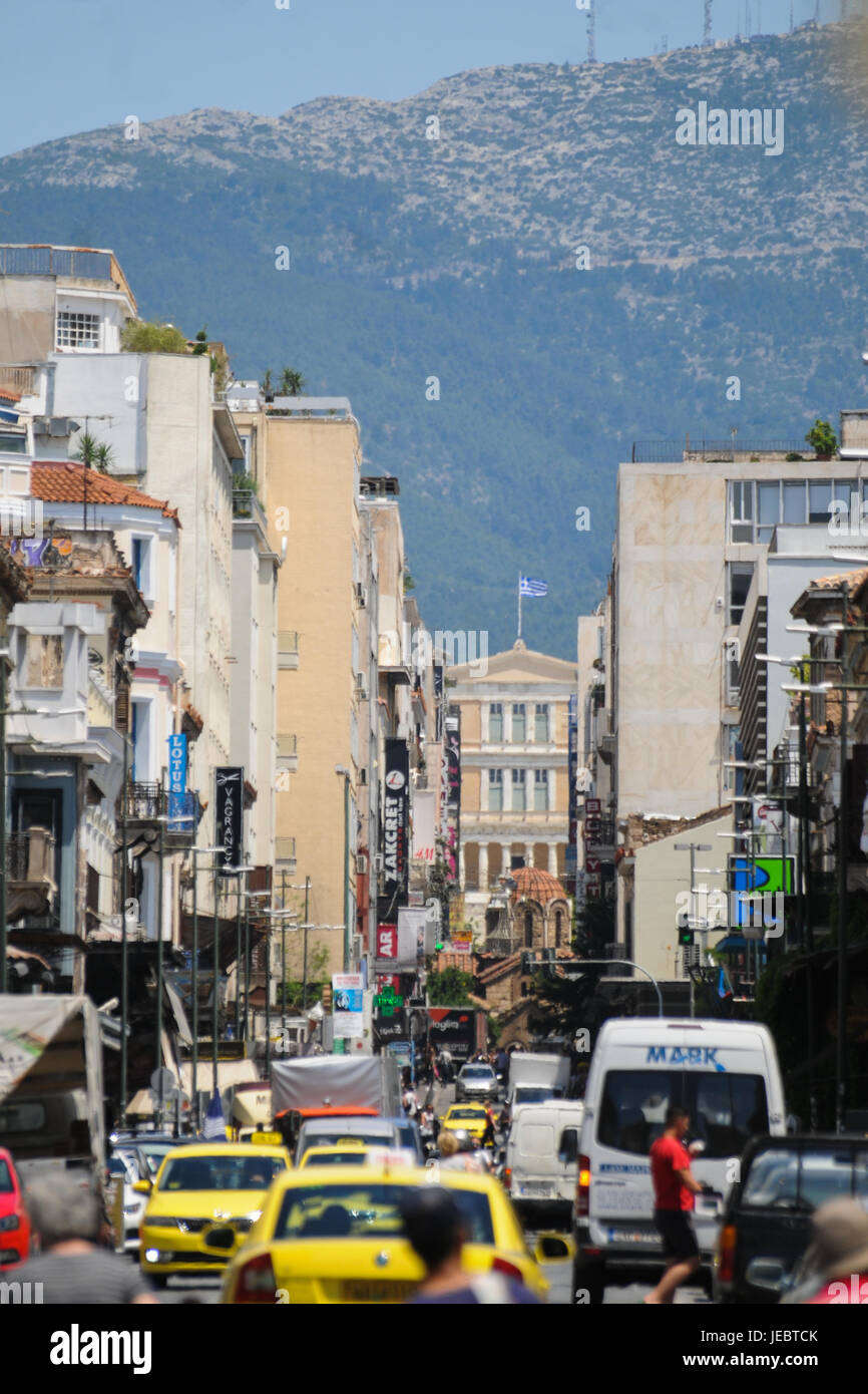 Street scene in Monastiraki district, Athens Stock Photo