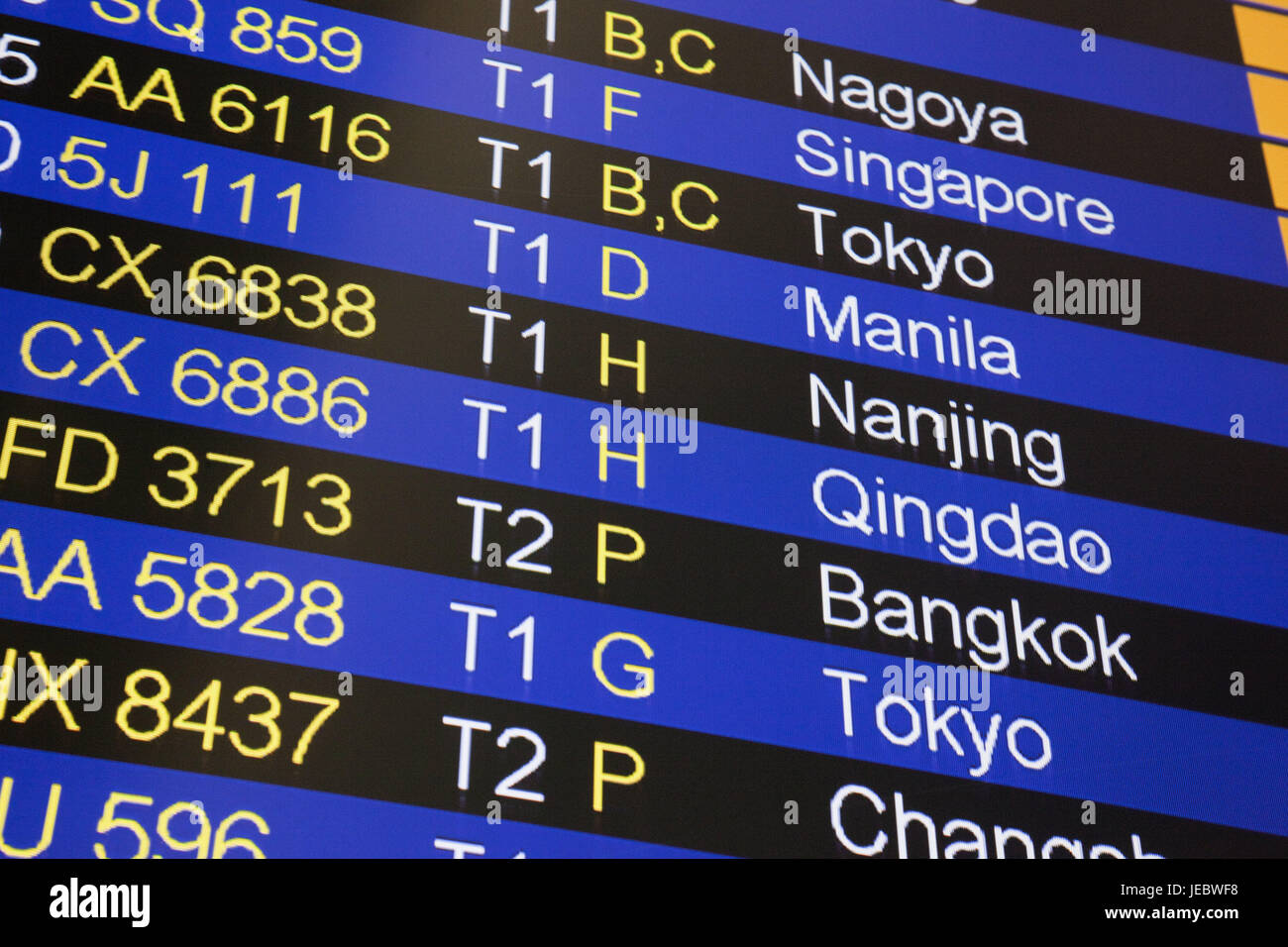China, Hong Kong, airport, times of departure, Asia, information, takeoff, information, time, towns, transport, inside, tourism, travel, journey by air, flight times, Stock Photo