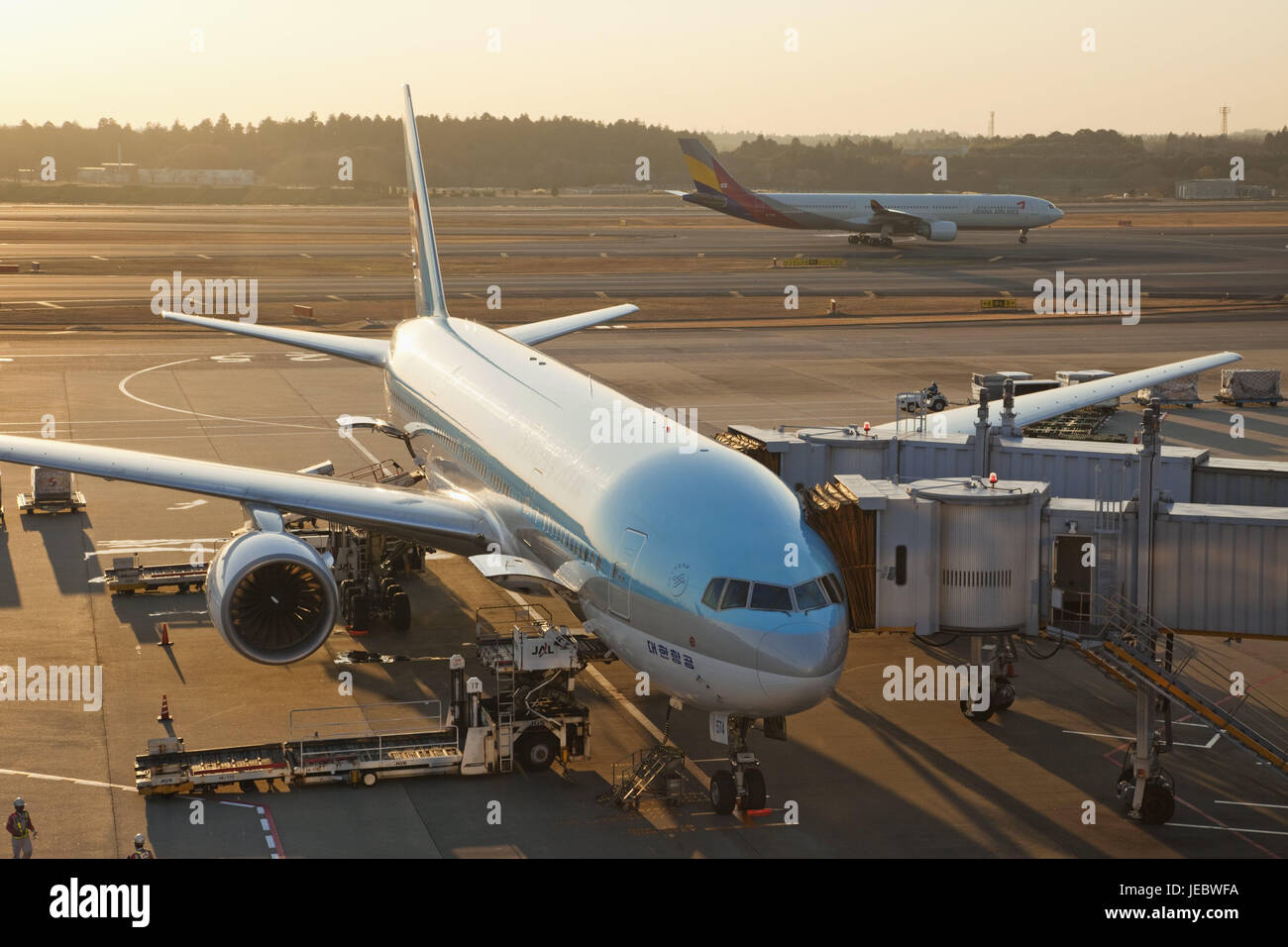 Japan, Tokyo, Narita international airport, landing field, airplanes, airport, outside, travel, journey by air, vacation, arrival, takeoff, sunlight, Stock Photo