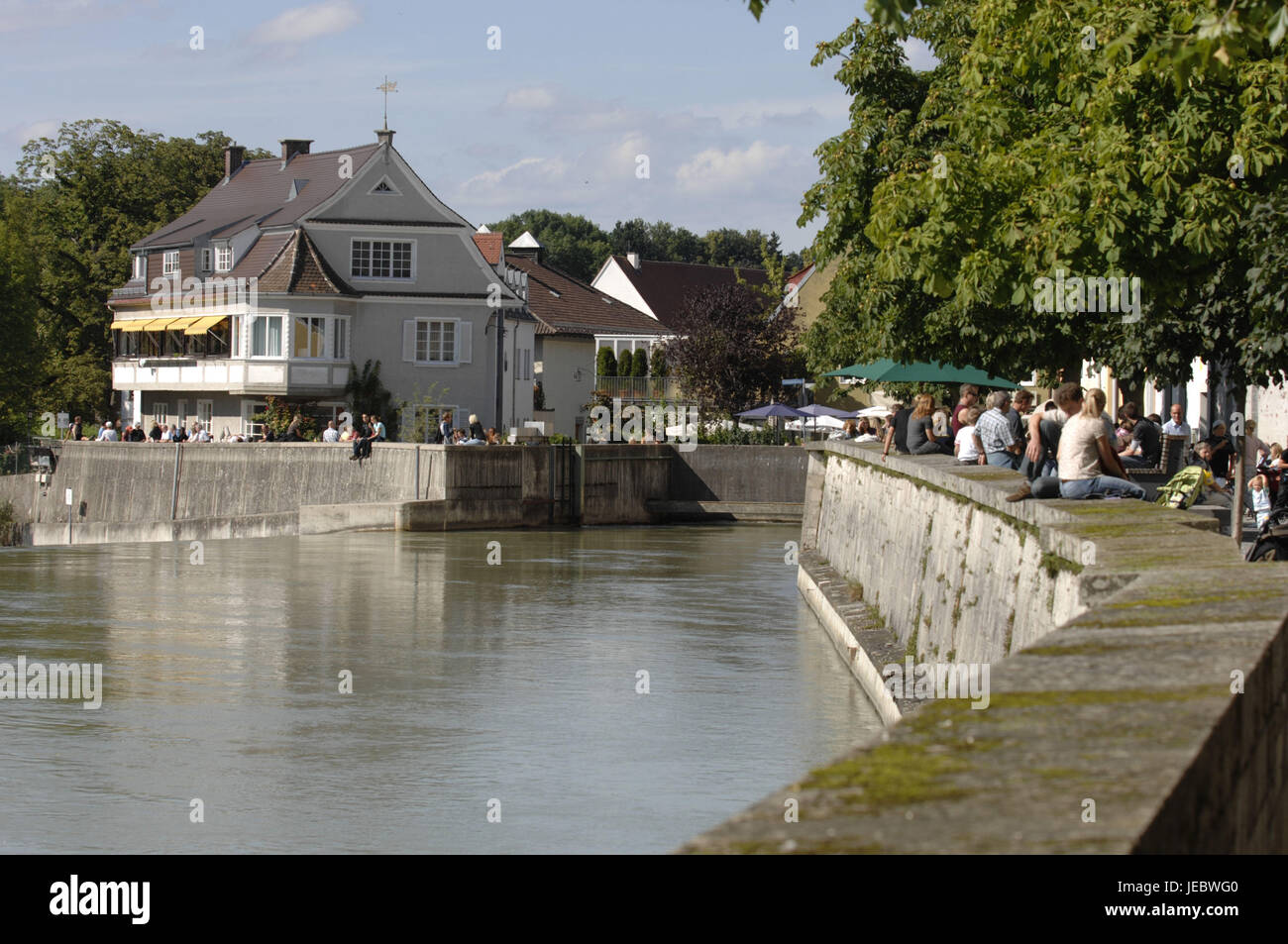 Lech Promenade Germany, Bavaria, Landsberg in Lech, Old Town, bank promenade, Lech ...