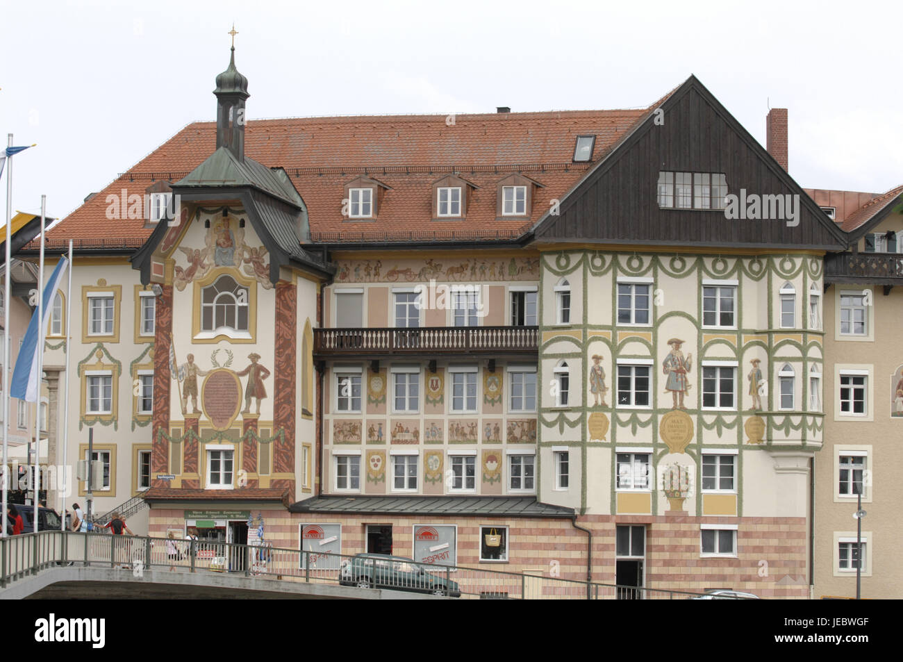 Germany, Bavaria, bath Tölz, Old Town, house facades, paints, Stock Photo