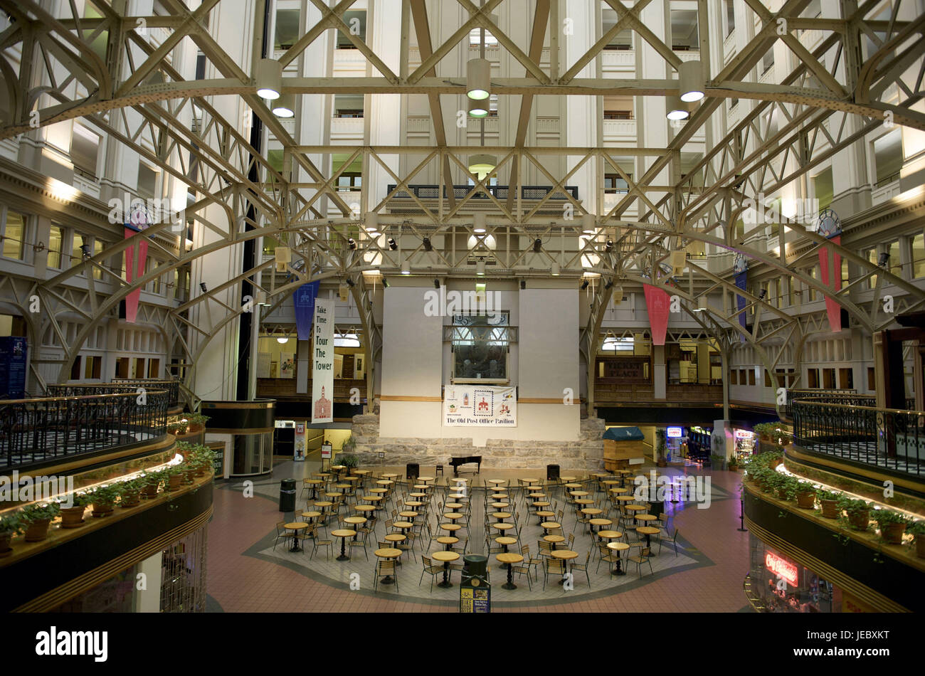 The USA, America, Washington D.C, Down Town, restaurant in the interior of the old post-office building, Stock Photo