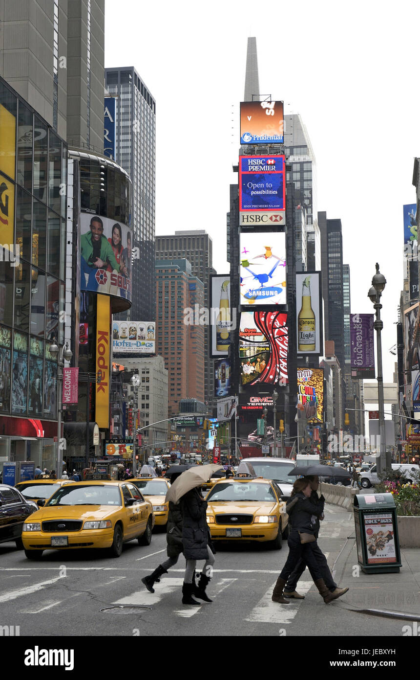 The USA, America, New York, Manhattan, Times Square, town traffic, pedestrian, Stock Photo
