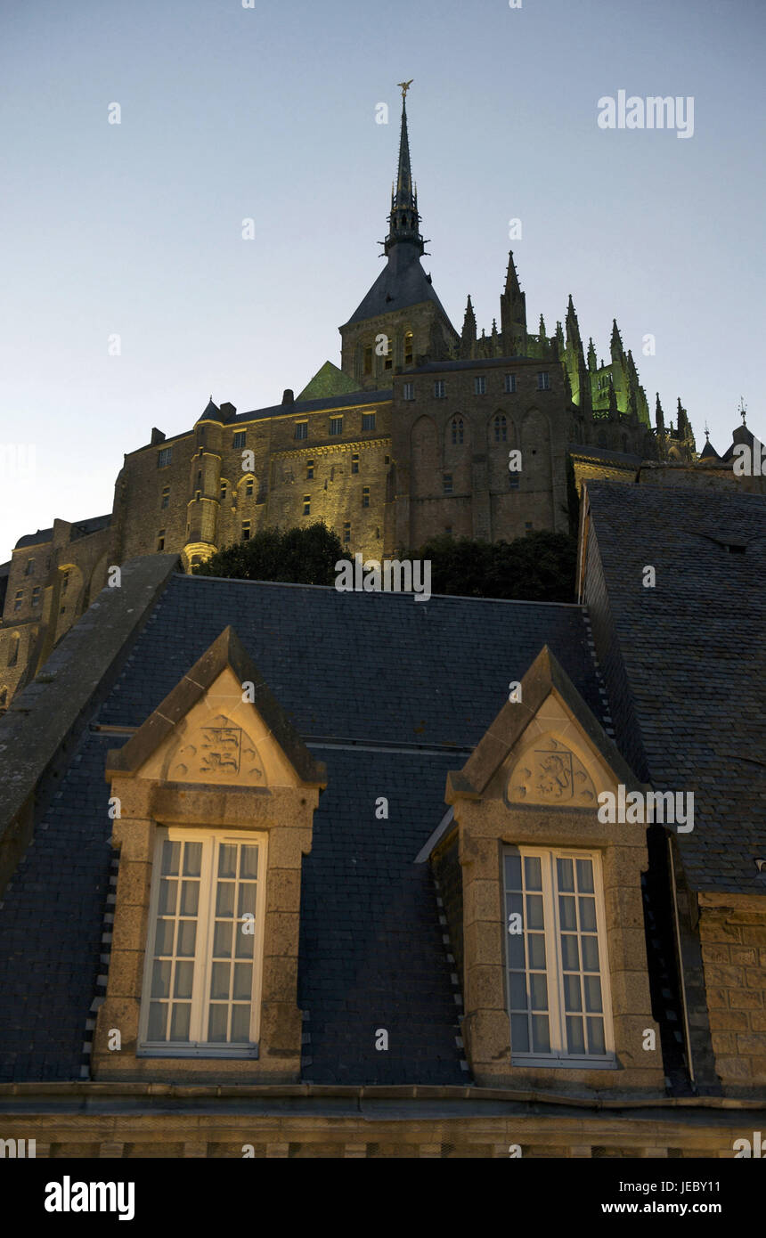 Europe, France, Brittany, some, Mont St. Michel in the dusk, Stock Photo