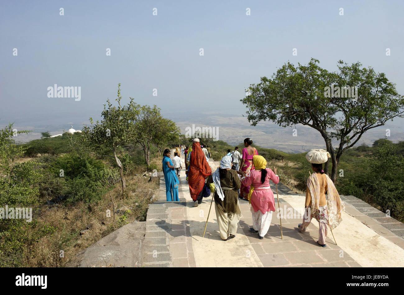 India, Gujarat, Palitana, relegation of the temples in the mountain Shatrunjaya, Stock Photo