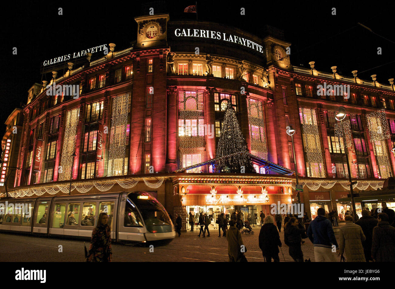 Europe, France, Alsace, Strasbourg, The department store Galeries Lafayette to the yule tide, Stock Photo