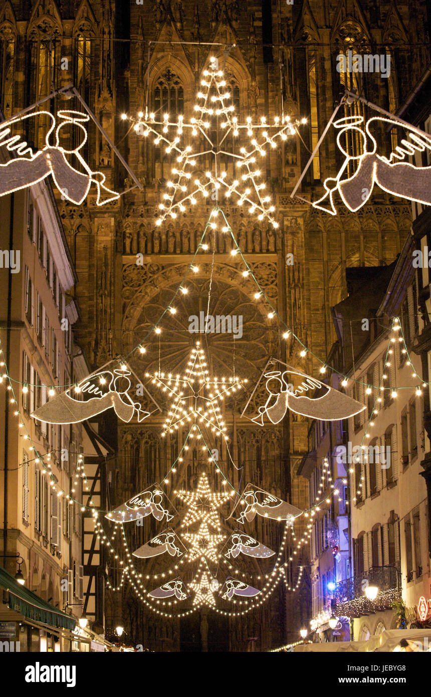 Europe, France, Alsace, Strasbourg, Christmas decoration in the ...