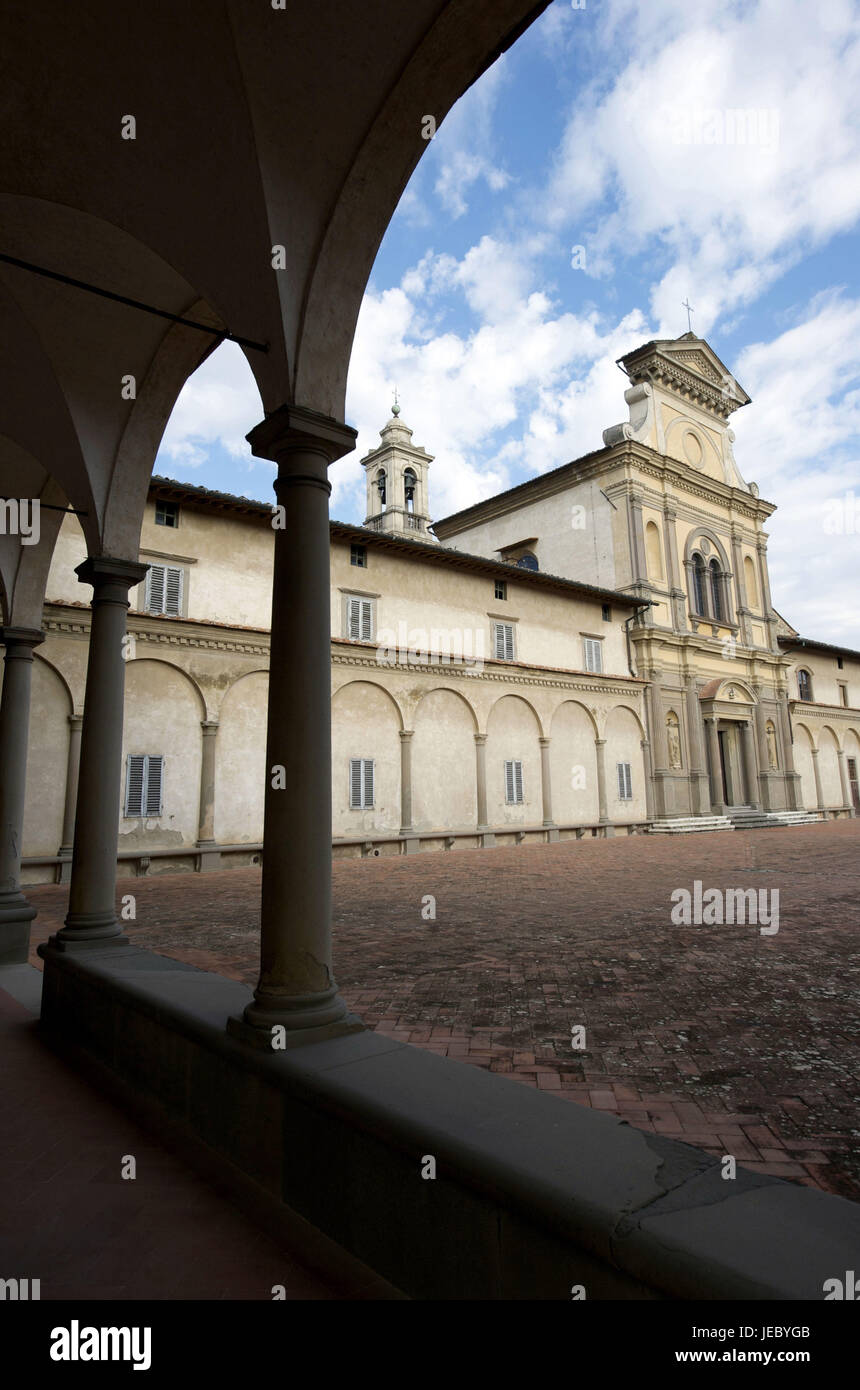 Italy, Tuscany, Florence, Kartause of Galluzzo, inner courtyard, Gothic church, Stock Photo