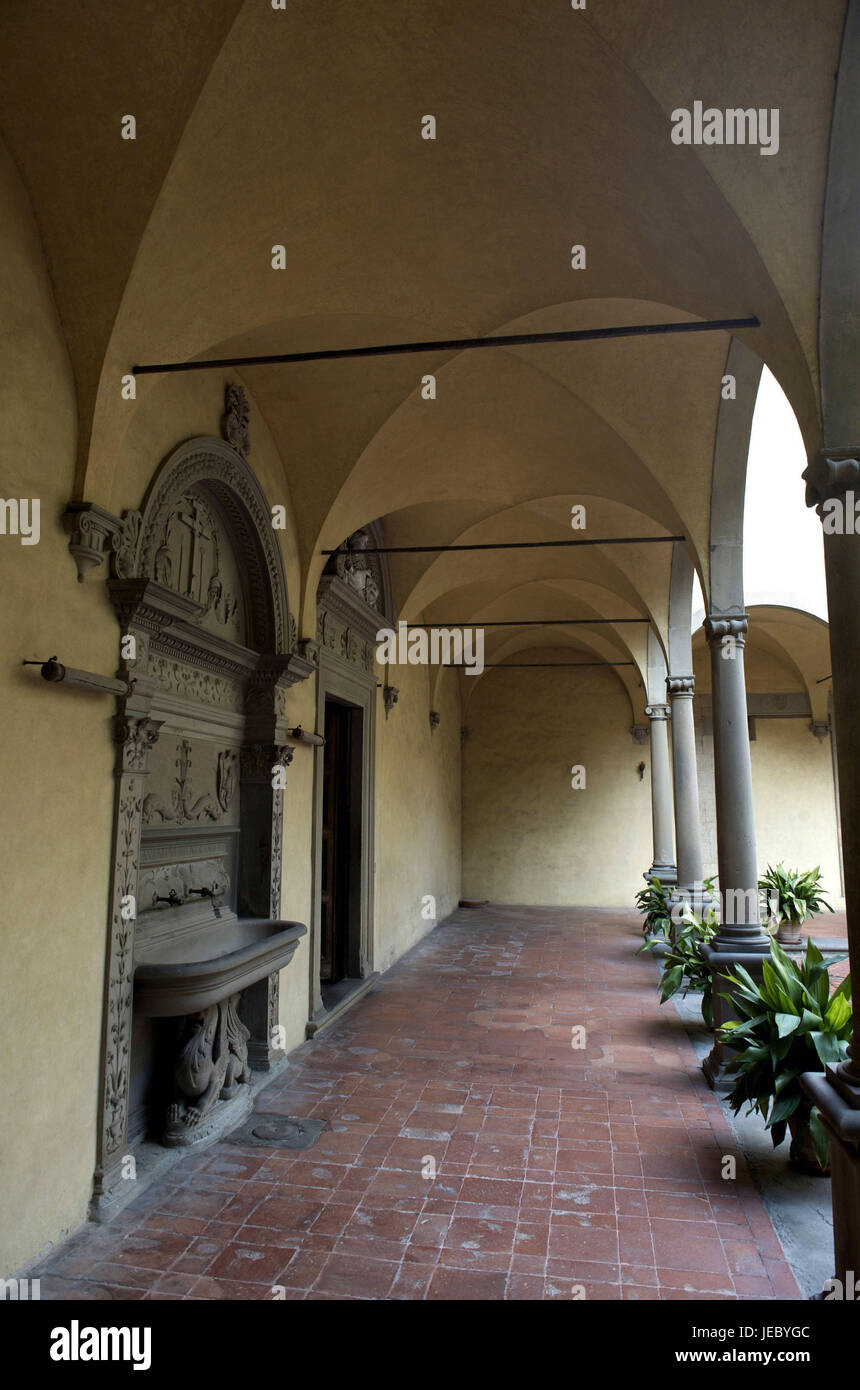 Italy, Tuscany, Florence, Kartause of Galluzzo, inner courtyard, cloister, Stock Photo