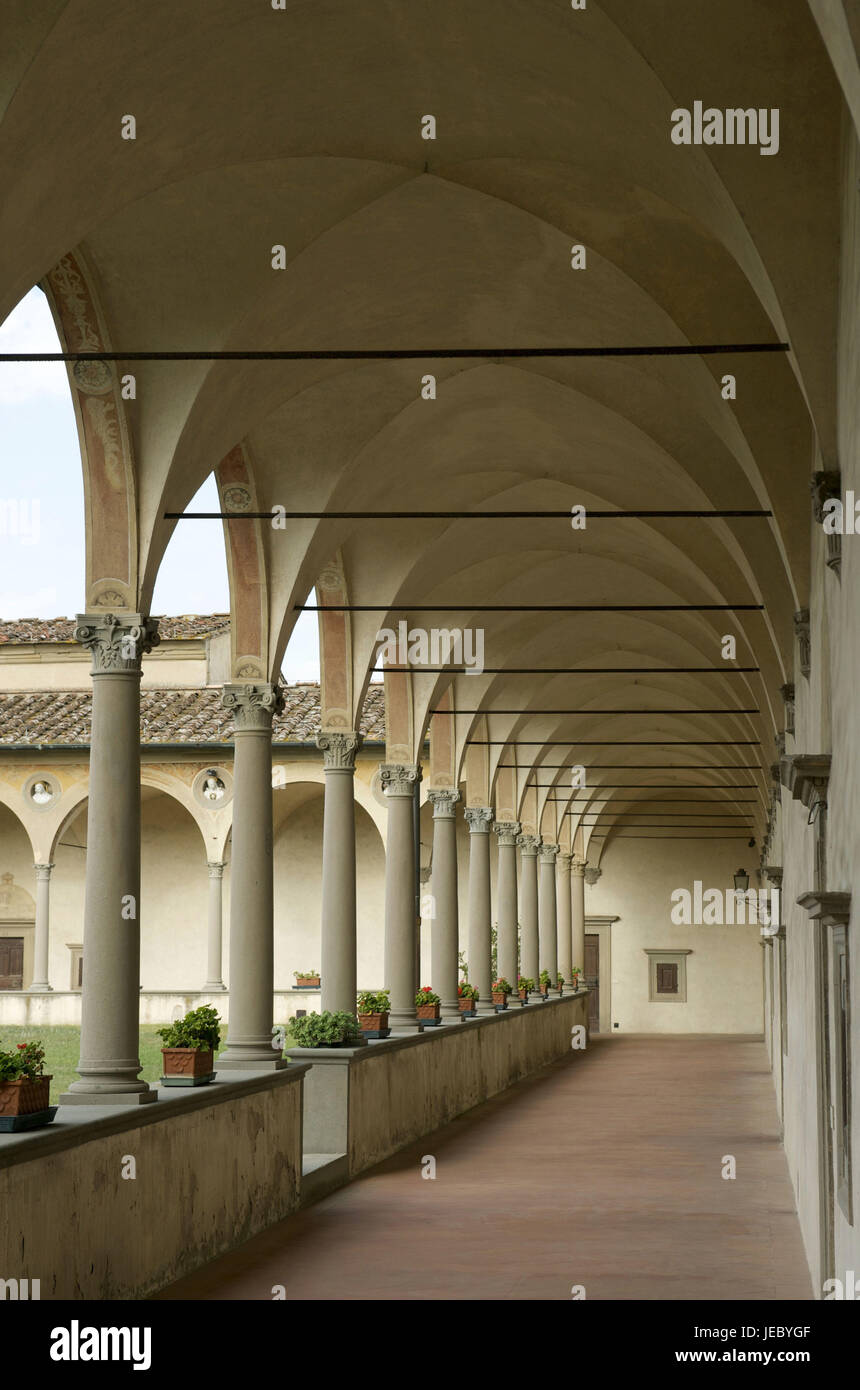 Italy, Tuscany, Florence, Kartause of Galluzzo, inner courtyard, cloister, Stock Photo