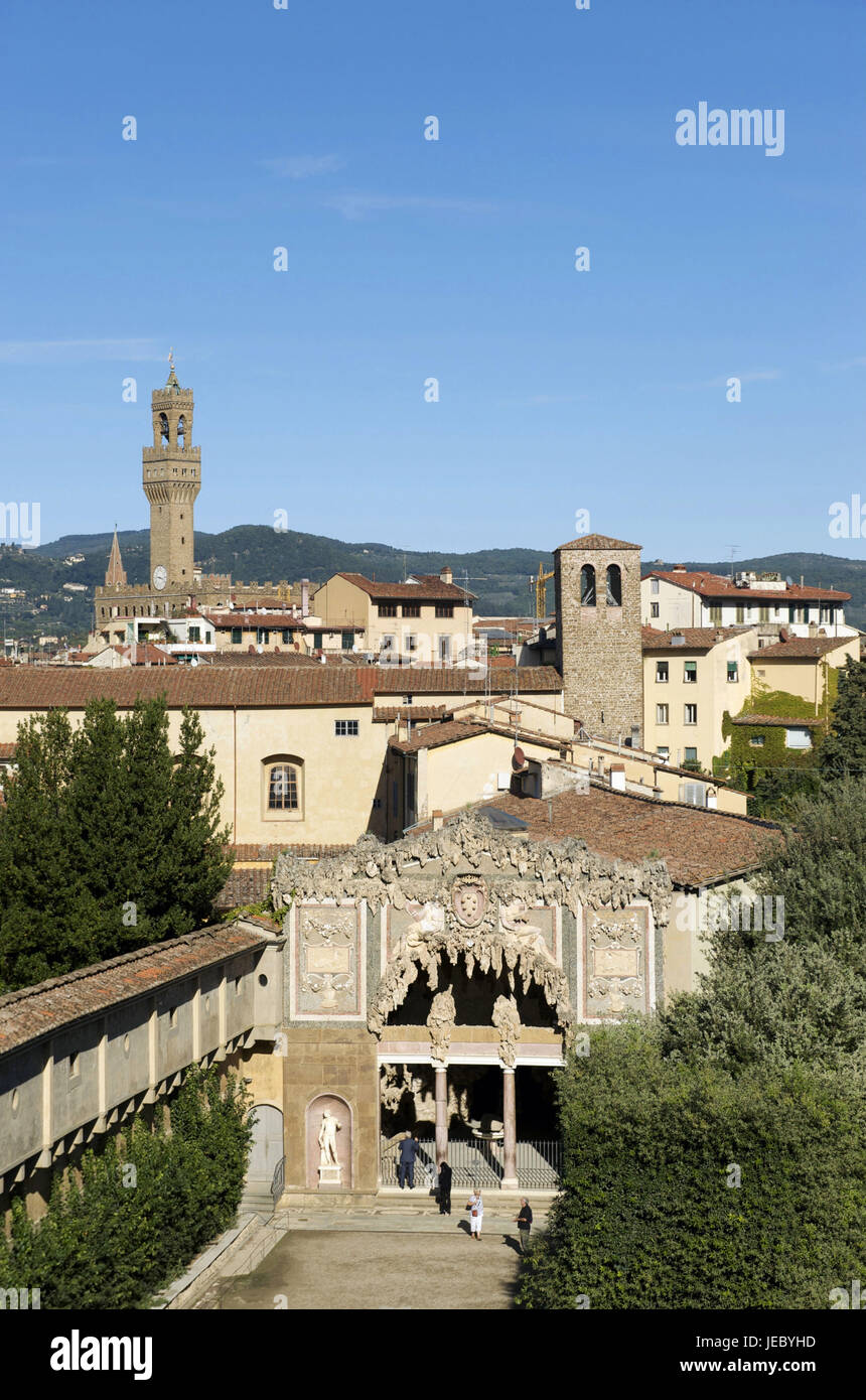 Italy, Tuscany, Florence, Oltrarno, Giardino Tu Boboli, view about the town, Stock Photo