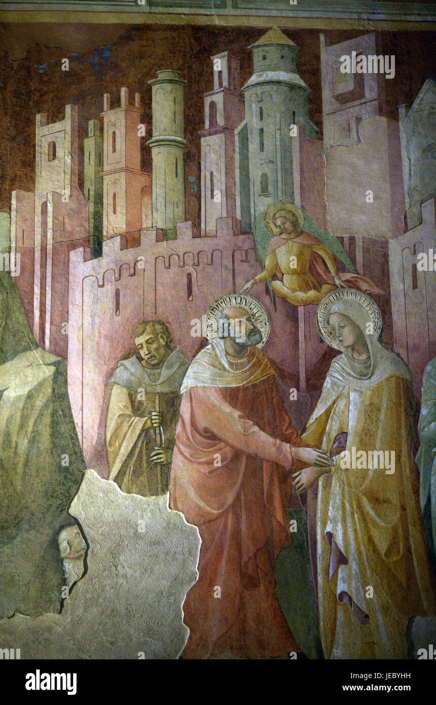Italy, Tuscany, Florence, fresco of Lorenzo Monaco, medium close-up, Stock Photo