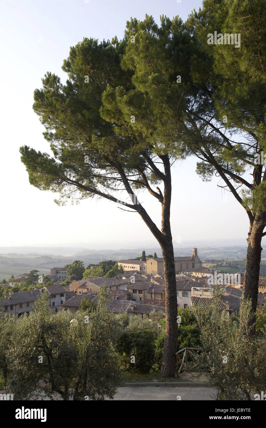 Italy, Tuscany, Val d'Elsa, San Gimignano, view about the town, Stock Photo