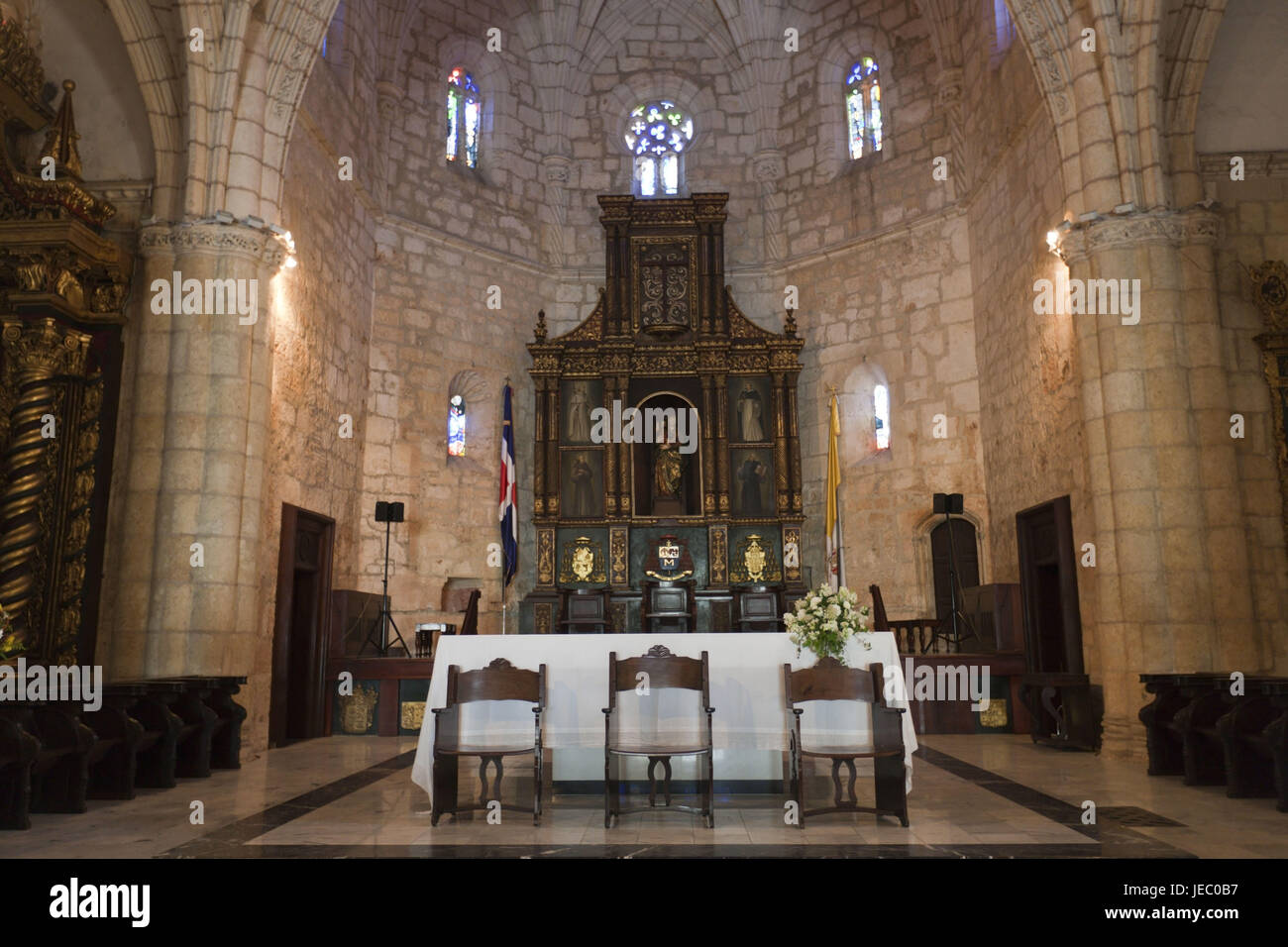 Interior view of the cathedral Santa Maria la Menor, Santo Domingo, the Dominican Republic, Stock Photo