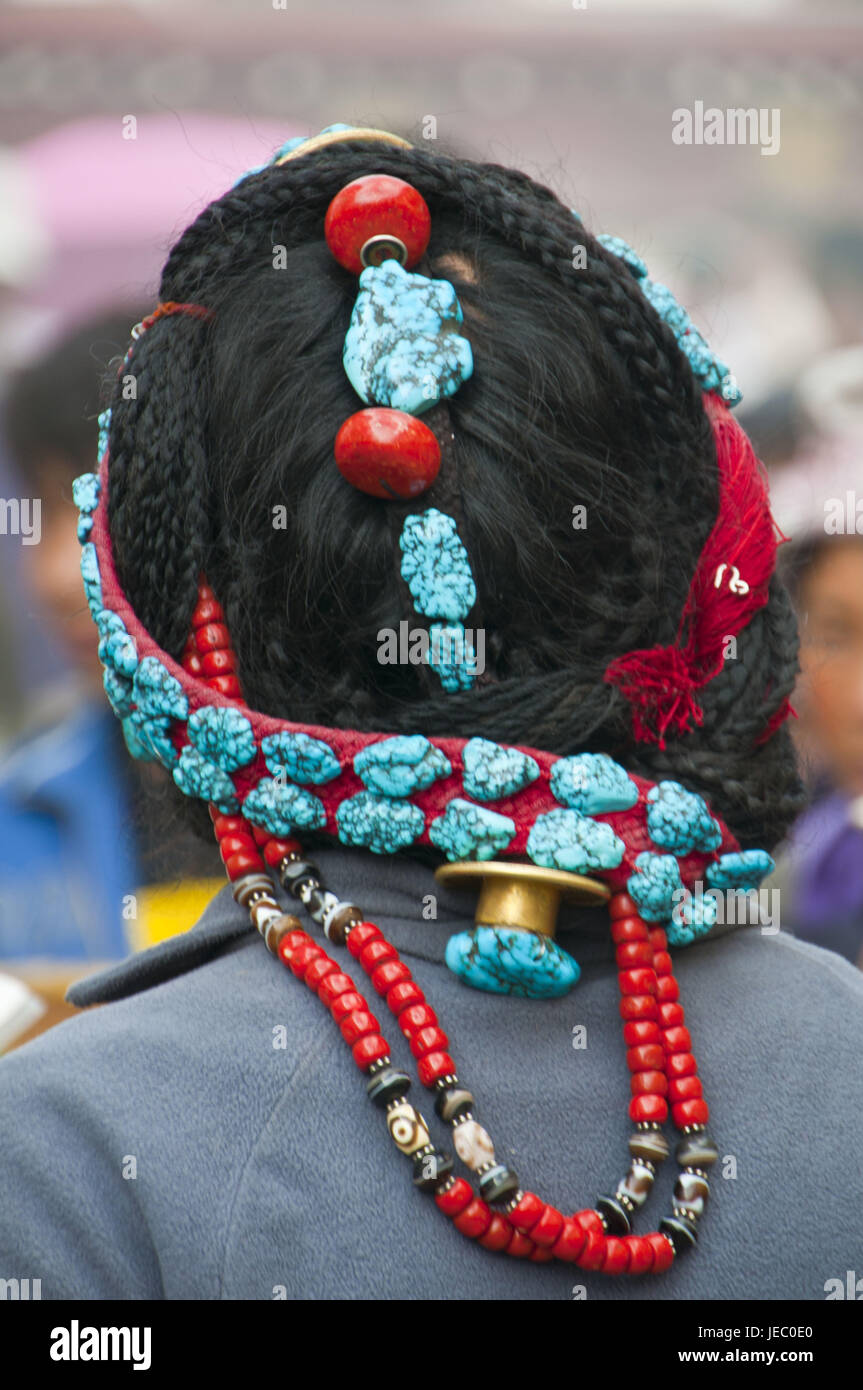 Tibetan Beaded Hat Ceremonial Headdress Red Coral Turquoise Beaded Tibetan Beaded Hat Ceremonial Headdress Red Coral Turquoise  main image 2
